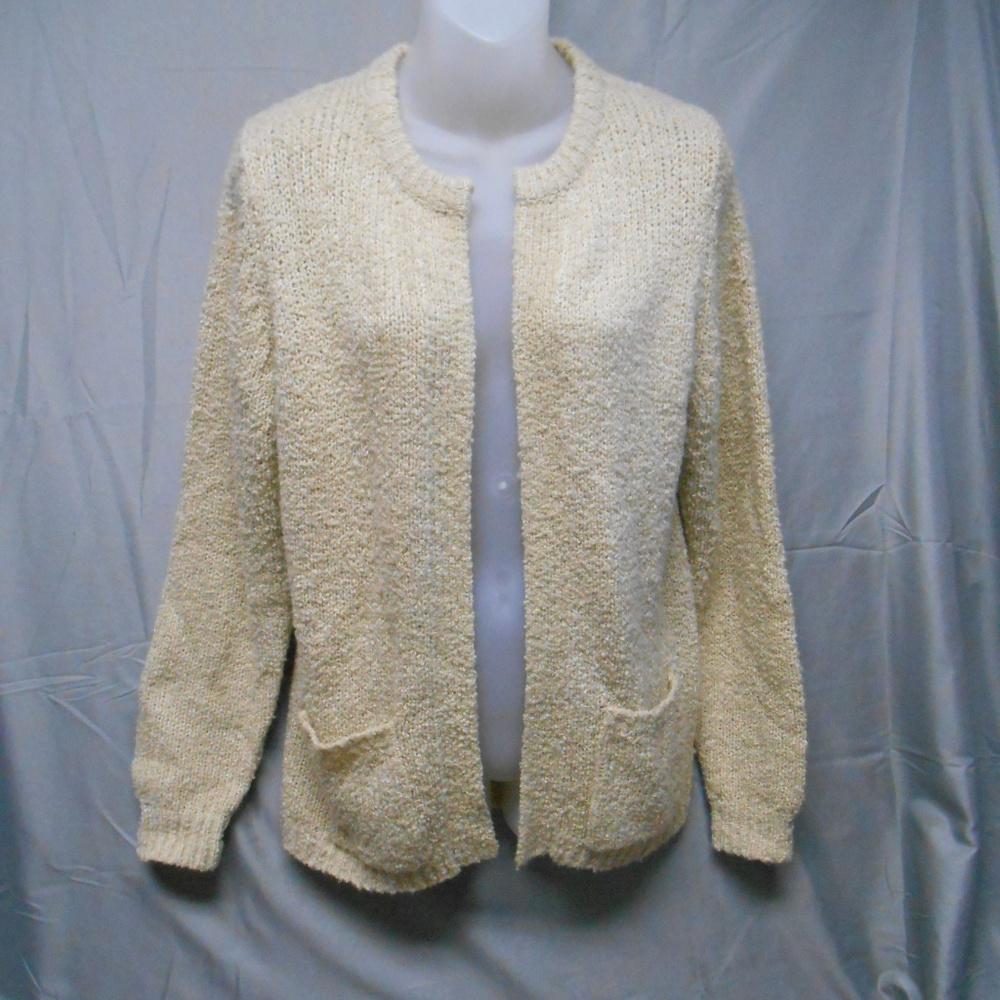 Jason Maxwell tan cardigan sweater womens large